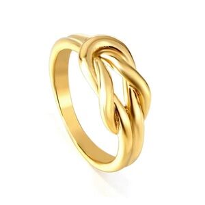 Lucky knot 18 k gold plated stainless steel ring size 8